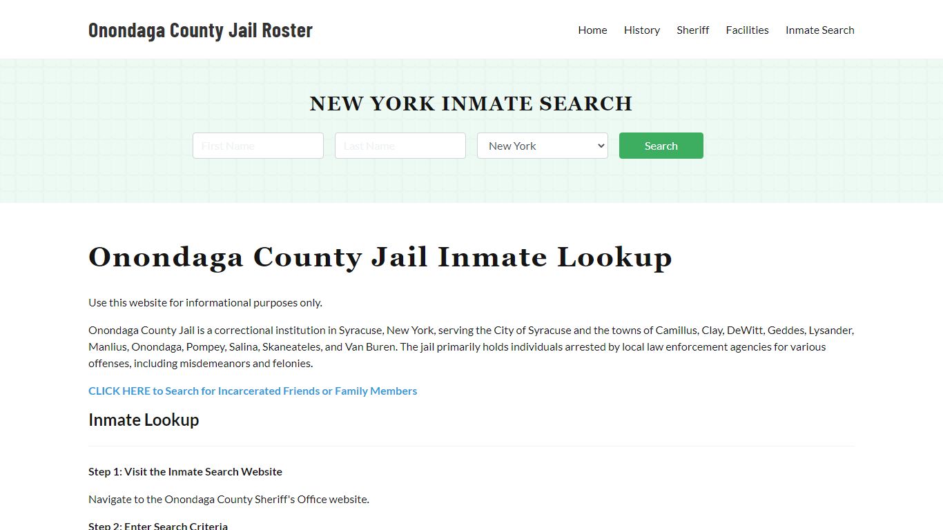 Onondaga County Jail Roster Lookup, NY, Inmate Search