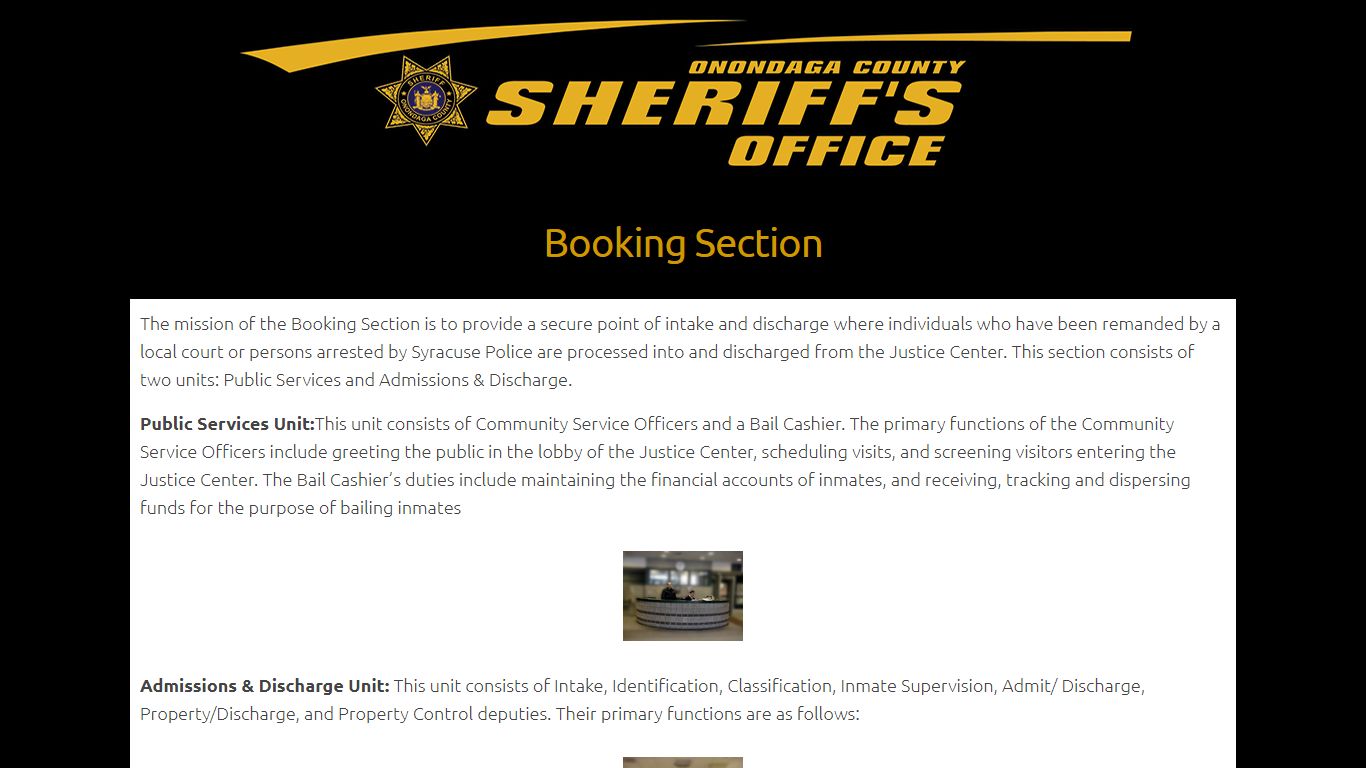 Booking Section - Onondaga County Sheriff's Office