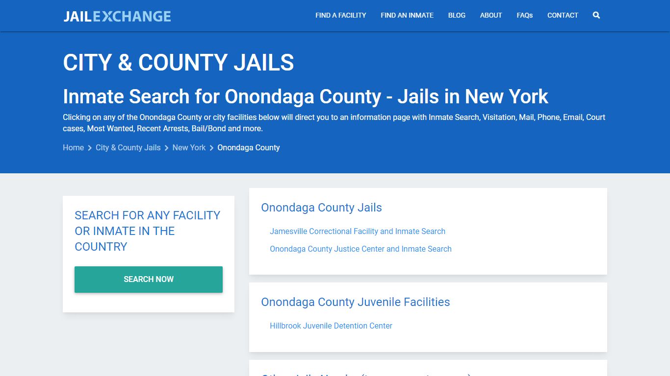 Inmate Search for Onondaga County | Jails in New York - Jail Exchange